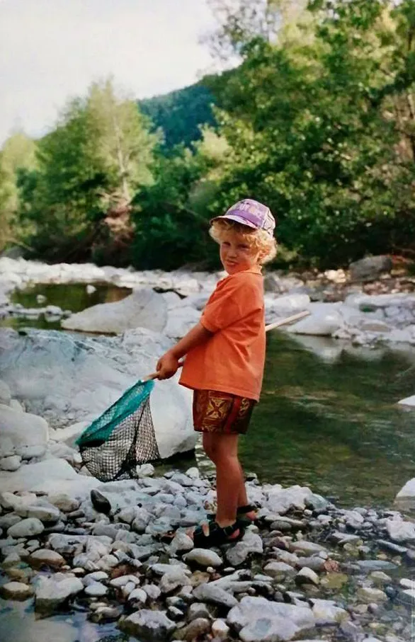 Mattia Menchetti as a child, already outdoors